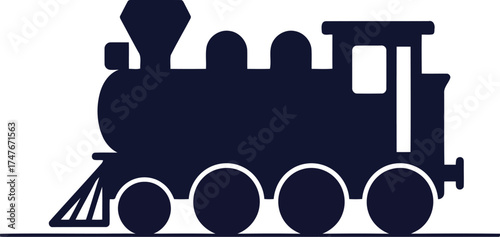 Vintage steam locomotive silhouette isolated transportation icon vector