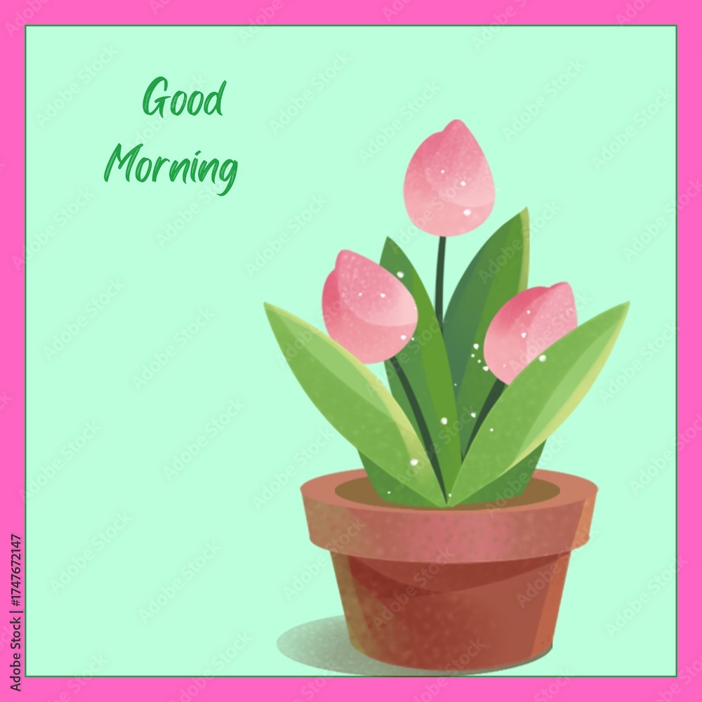 Obraz premium pink tulips in a pot