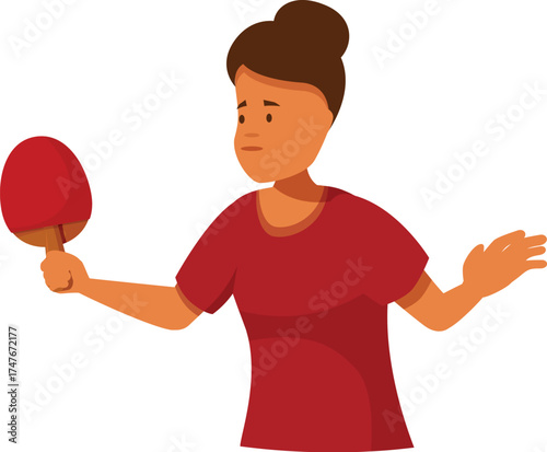 Female athlete playing ping pong, maintaining focused gaze and precise paddle grip during intense match