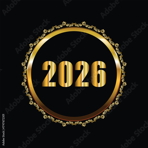 Goodbye 2025 Hello 2026 – Elegant Golden New Year Typography with Check and Cross Icons for Festive Celebration Design