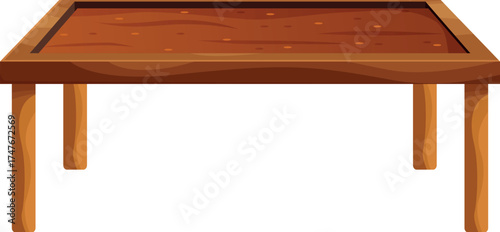 Simple wooden table with visible wood grain, isolated on white background