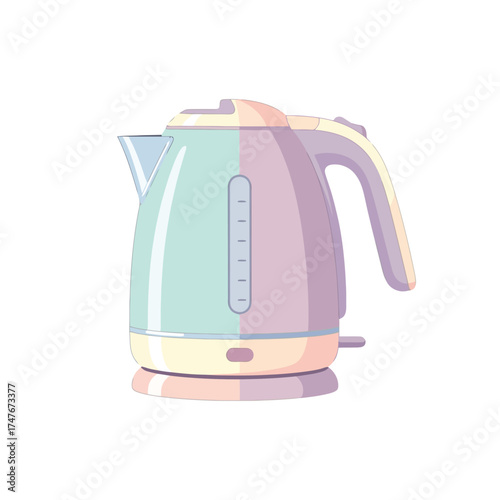 Pastel electric kettle illustration for modern kitchen designs and trendy blog posts about home decor and simple living