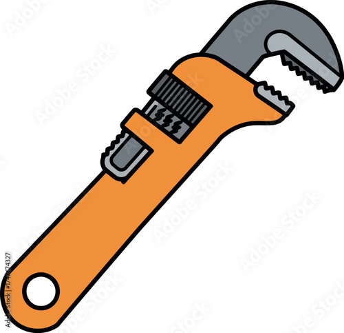 Adjustable orange wrench tool vector