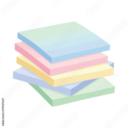 Colorful pastel sticky notes stacked for organization and reminders in a creative workspace design
