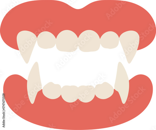Spooky vampire fangs open mouth halloween icon vector graphic vector