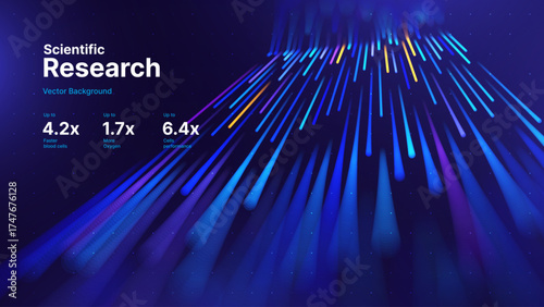 Technology Digital Particles Flow Background with Blue Glowing Data Lines for Science Research, AI Artificial Intelligence, and Big Data Presentation. Futuristic Abstract Vector Illustration.