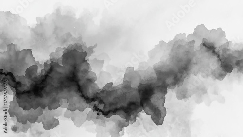 Soft abstract watercolor background in light gray and cyan hues blending seamlessly. Fluid texture with smooth gradients and cloud-like formations creating a calm, airy, and artistic visual atmosphere
