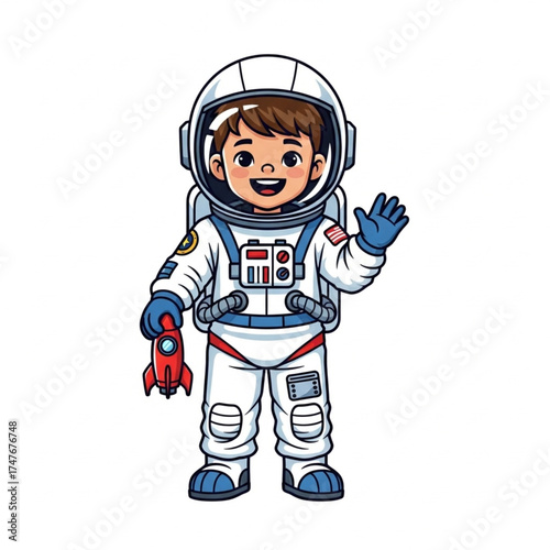 boy wearing astronaut costume