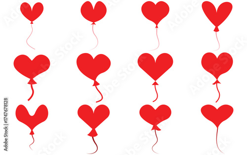 Red Heart Balloon Set – Glossy Helium Balloons for Valentine’s Day, Wedding, and Party Decor