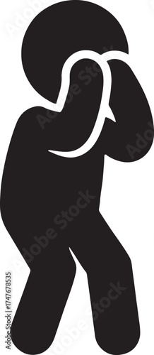 Child playing hide and seek, fun outdoor game, joyful vector illustration for kids and childhood.
