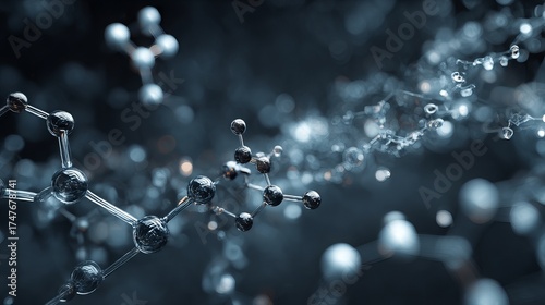 A 3D rendering visualizes the intersection of technology and science, showcasing chemistry, molecular structures, and biological concepts. This image provides a backdrop for scientific