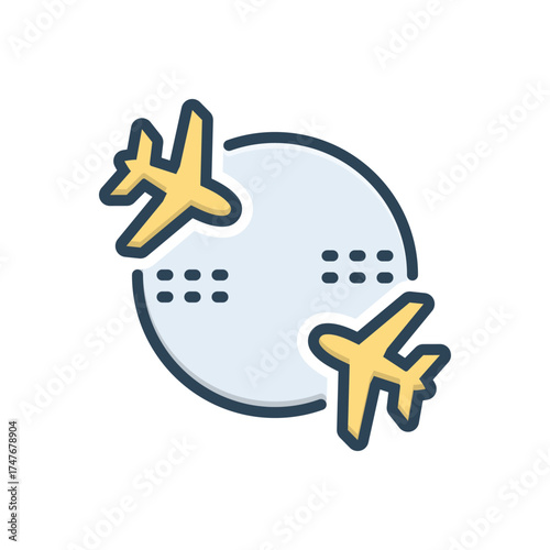 Color illustration icon for charter route