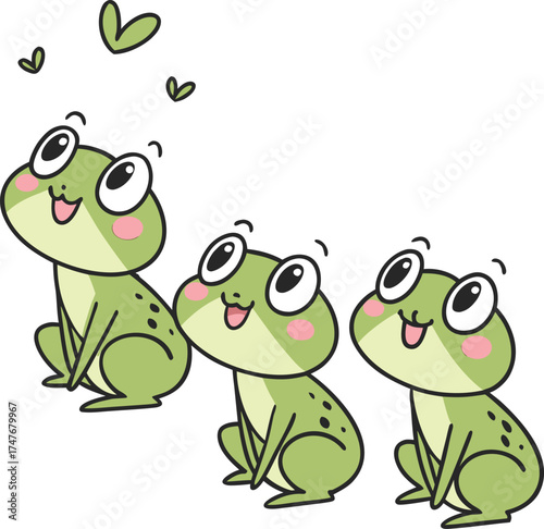 Playful Trio of Happy Frogs