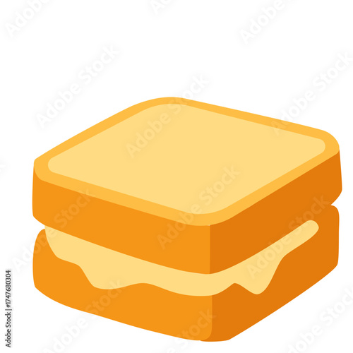Toasted sandwich with layers of cheese and bread, savory snack element ideal for breakfast, cafe, and food illustration.
