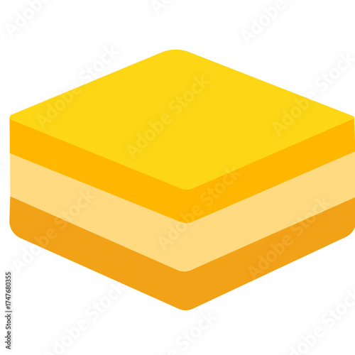 Yellow layer cake slice with creamy filling, sweet dessert element perfect for bakery, cafe, and delicious food illustration.