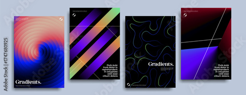 Futuristic posters collection with different modern design.