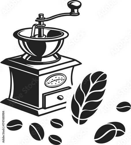 coffee grinder and coffee beans