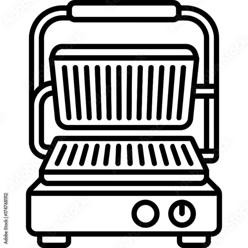 Panini press grill outline icon vector