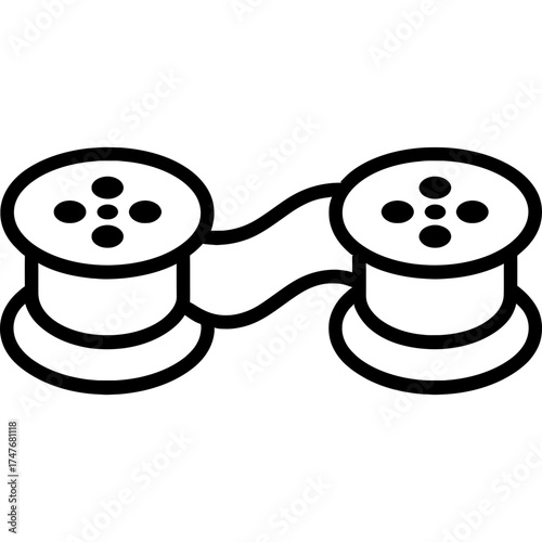 Typewriter ribbon dual spool cartridge outline icon vector