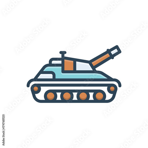 Color illustration icon for tank