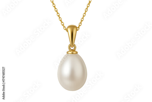 Gold chain necklace with elegant pearl pendant