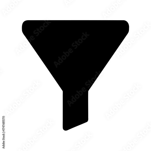 Simple black and white funnel icon representing filtration and sorting process