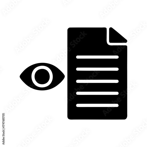 Data monitoring and inspection process is illustrated with an eye and document