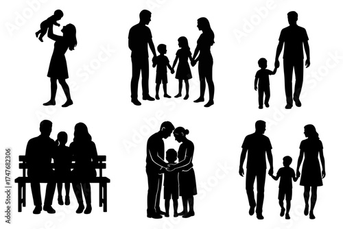 silhouettes of people family