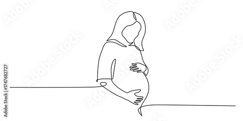 Minimalist One Line Art of an Expectant Mother