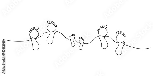 Continuous Line Drawing of Family Footprints