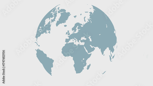 World globe showing continents including europe africa asia and the americas on a light background