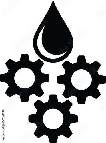 Vector Icon: Gears and Oil Drop Symbol.