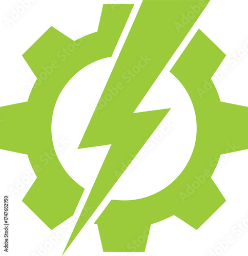 Vector Icon: Gear and Lightning Bolt.