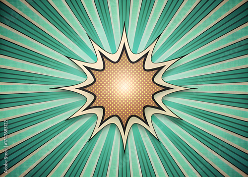 Retro Pop Art Comic Book Background. Vintage Starburst Explosion Design