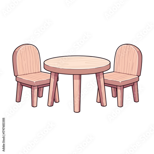 Adorable wooden table and chairs set invites children to play and learn in a creative space