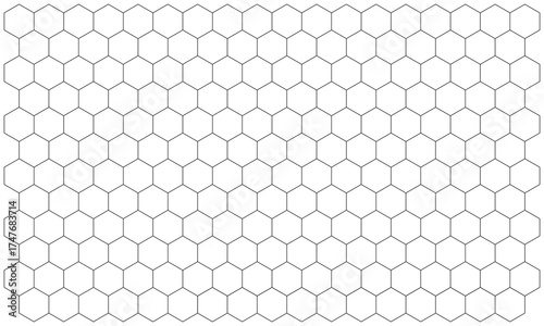 white background graphic vector with repeating hexagonal pattern texture in black line art style