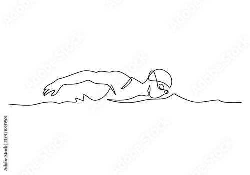 One Line Drawing of a Man Swimming Freestyle