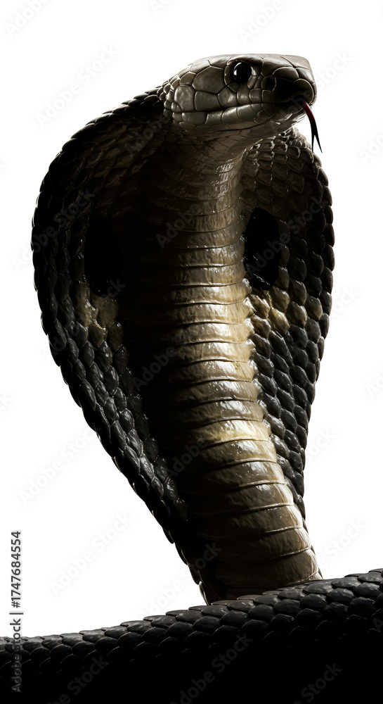 Fototapeta premium Isolated Cobra Snake Realistic Image Dark Background