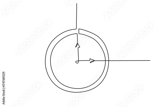 One Line Drawing of an Analog Wall Clock