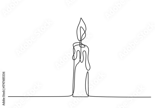 Continuous Line Drawing of a Burning Candle