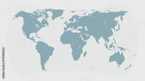 World map showing continents in a light blue color scheme on a white background in a simple style