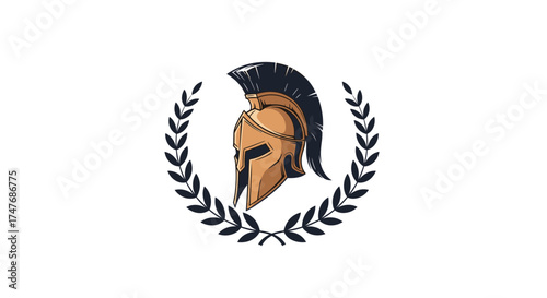 Ancient warrior helmet with laurel wreath symbolizing victory and honor.