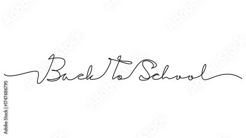 Continuous Line Drawing of Back to School Typography