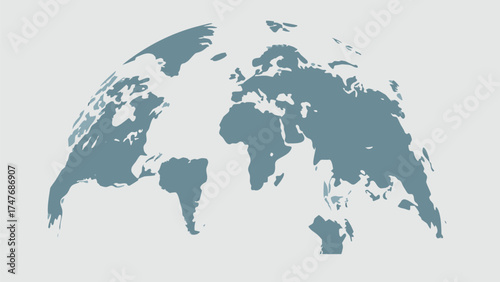 A world map projection showing continents in a muted blue color scheme against a white background view