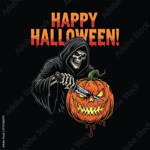 Grim Reaper and Pumpkin Horror