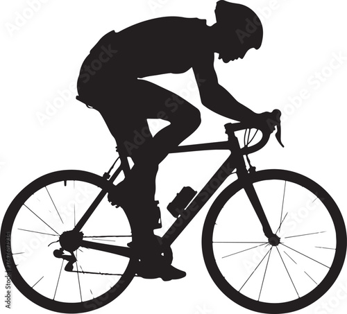 Road Cycling Race Rider Silhouette for Fitness and Sport Concept