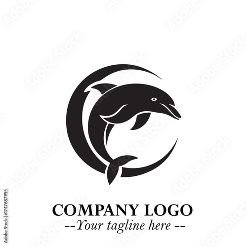Dolphin Logo Symbol in Elegant Minimalist Vector Design for Modern Marine and Oceanic Branding