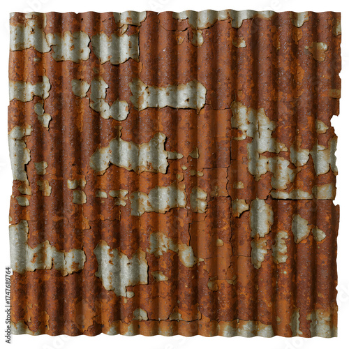 Corrugated Metal Rusty Textured Background Isolated Photo