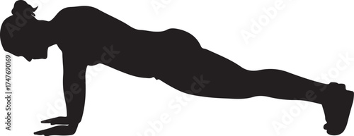 Gym Workout Silhouette of Push-Up Exercise Positions