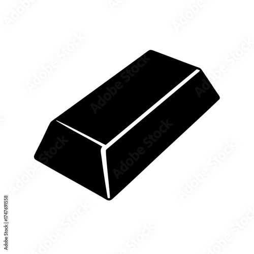 A simplistic black monochrome depiction of a single gold bar ingot on white